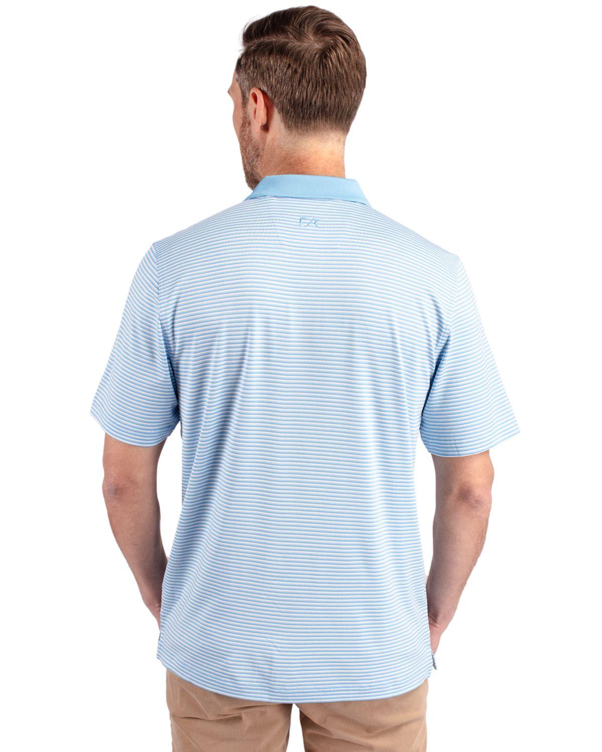 Cutter & Buck Forge Polo Tonal Stripe Atlas Blue - Hajjar's Big & Tall Mens Clothing