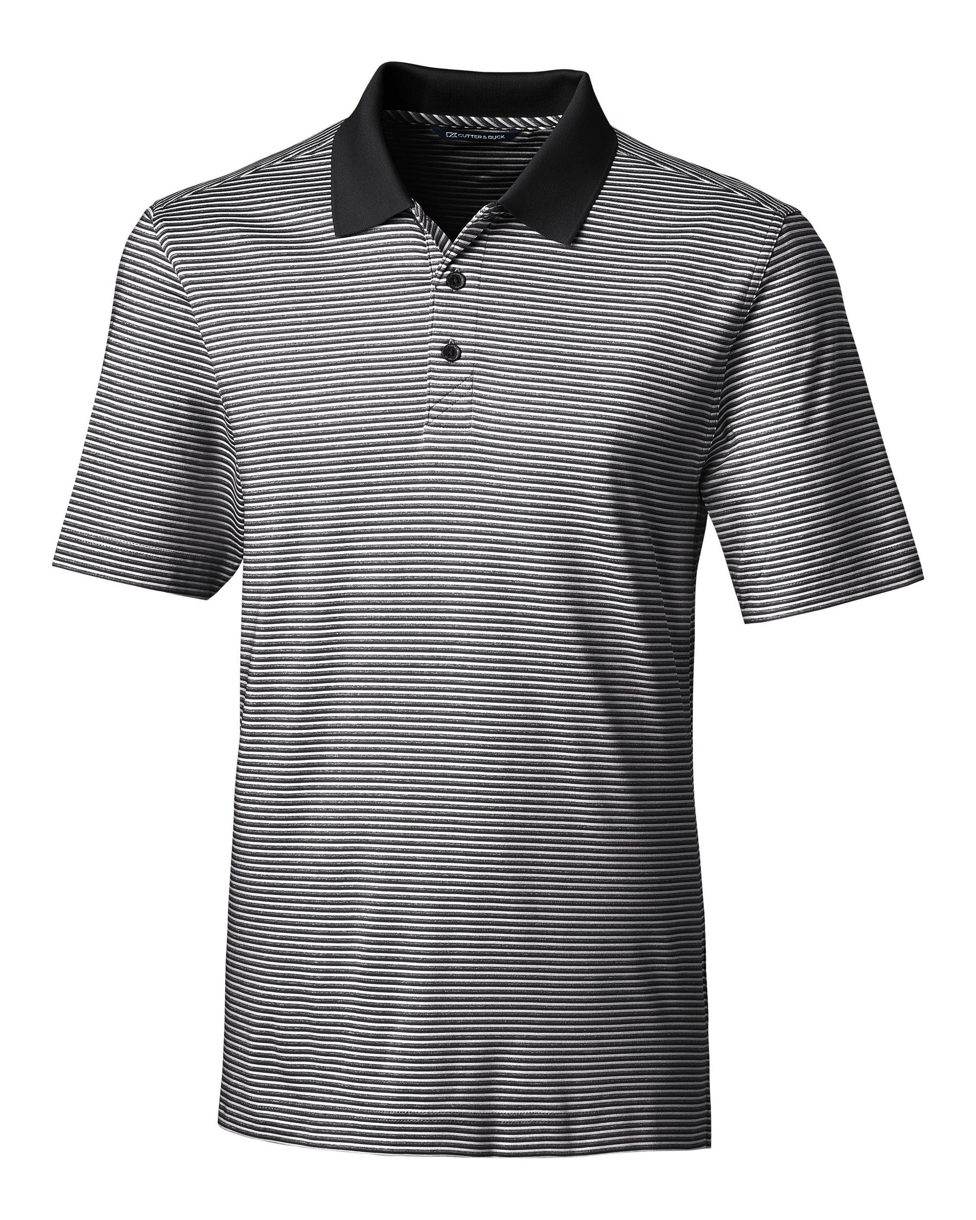 Cutter & Buck Forge Polo Tonal Stripe Black - Hajjar's Big & Tall Mens Clothing