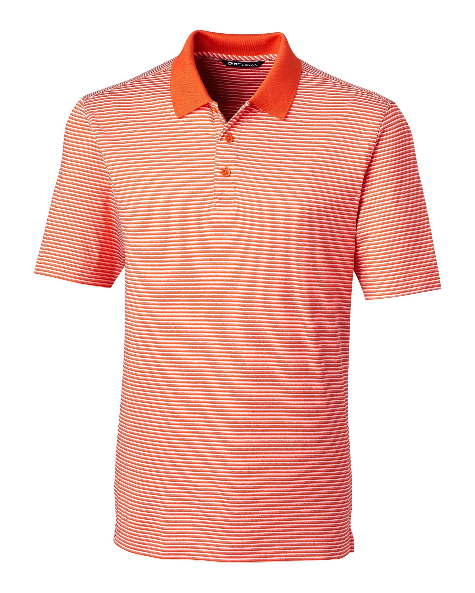 Cutter & Buck Forge Polo Tonal Stripe Orange - Hajjar's Big & Tall Mens Clothing