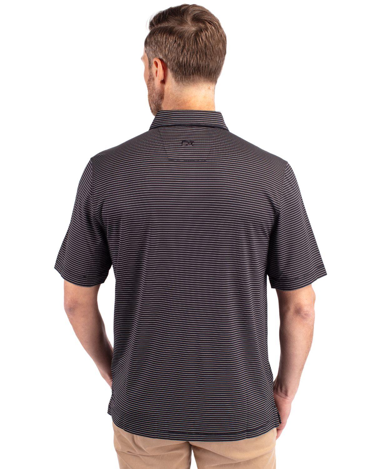 Cutter & Buck Forge Pencil Stripe Polo Black - Hajjar's Big & Tall Mens Clothing