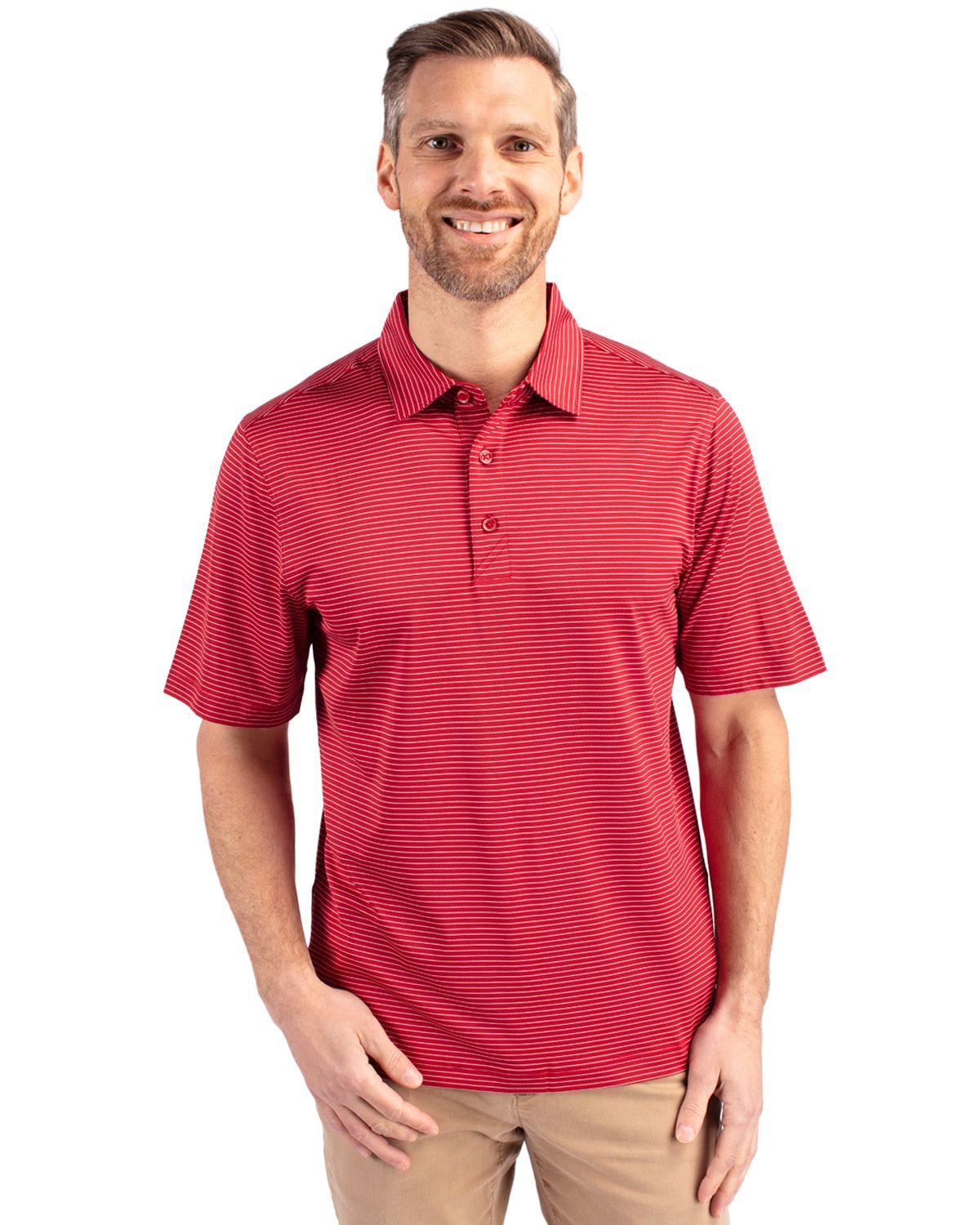 Cutter & Buck Forge Pencil Stripe Polo Red