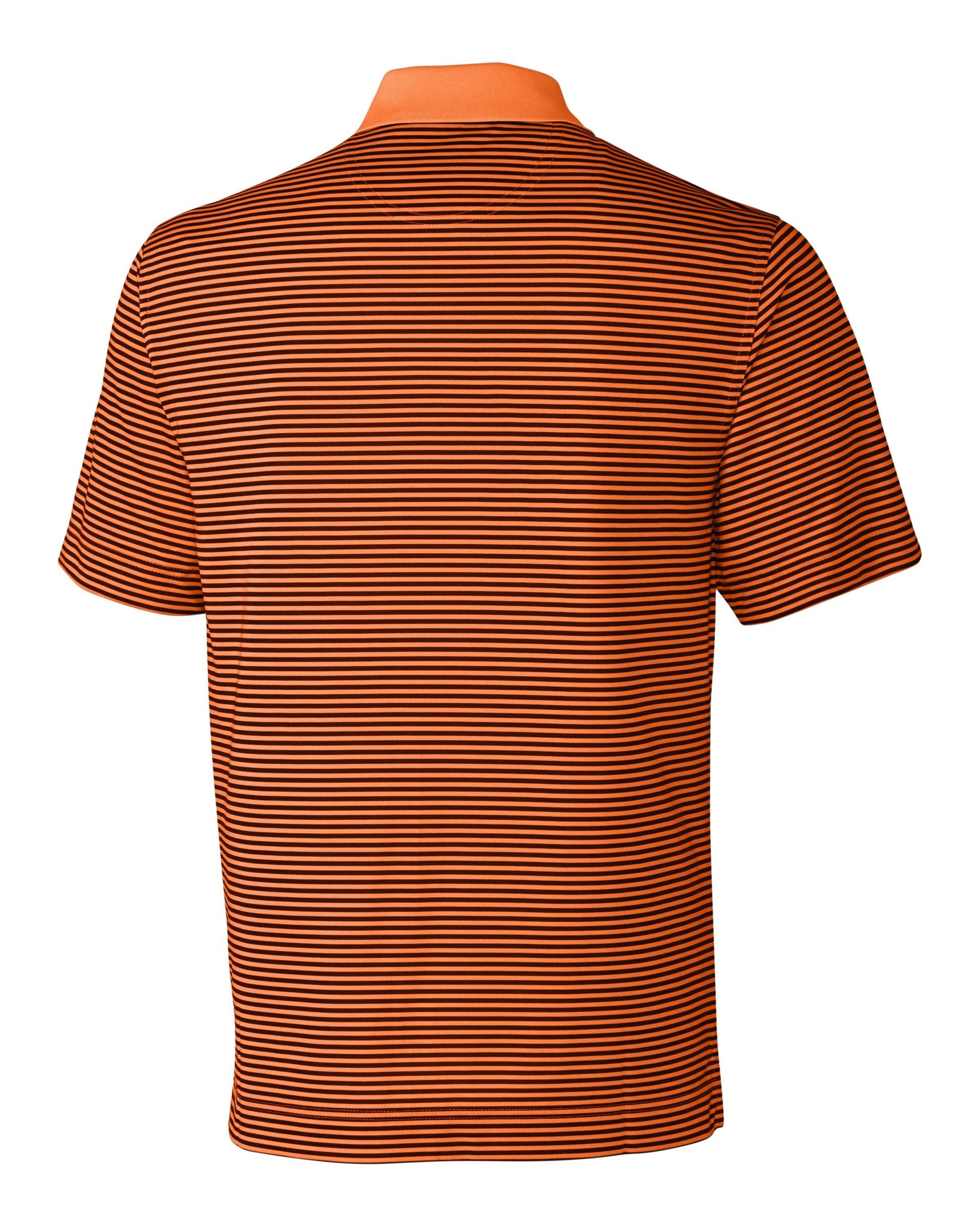 Cutter & Buck DryTec Trevor Stripe Orange Burst/Navy - Hajjar's Big & Tall Mens Clothing