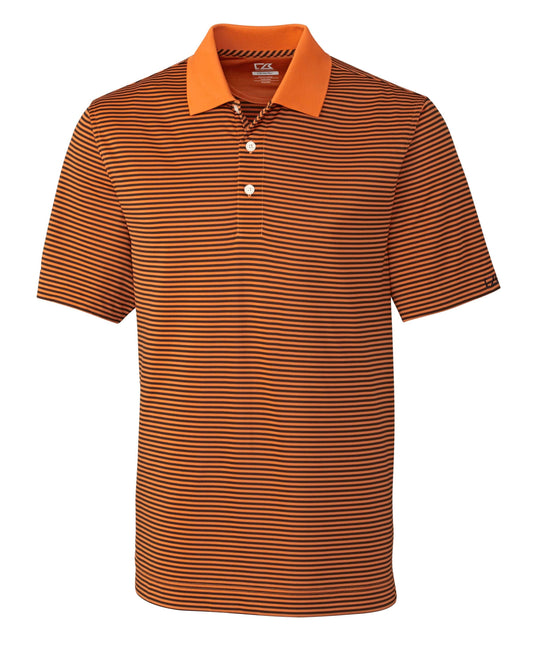 Cutter & Buck DryTec Trevor Stripe Orange Burst/Navy - Hajjar's Big & Tall Mens Clothing