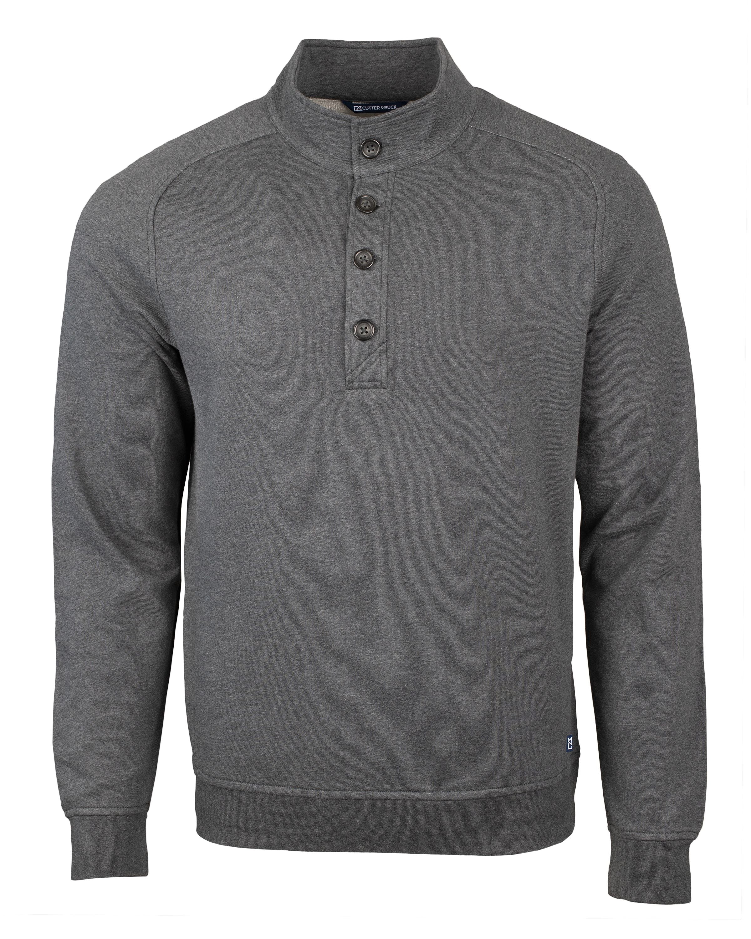 Cutter & Buck Saturday Cotton Blend Mock Pullover Sweatshirt Charcoal  Heather