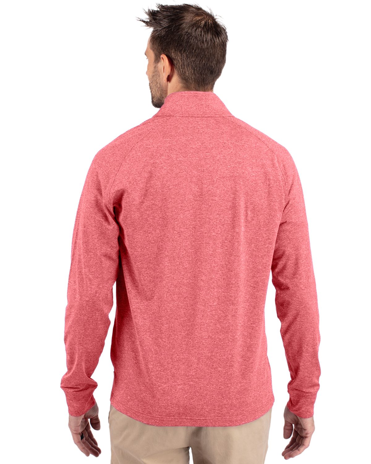 Cutter & Buck Adapt Eco Knit Heather Quarter Zip Pullover Cardinal Red