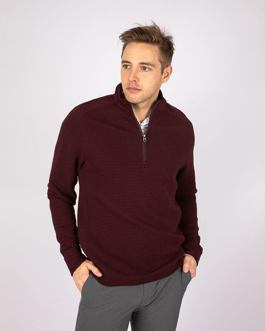 Cutter & Buck Coastal Half Zip Bordeaux - Hajjar's Big & Tall Mens Clothing