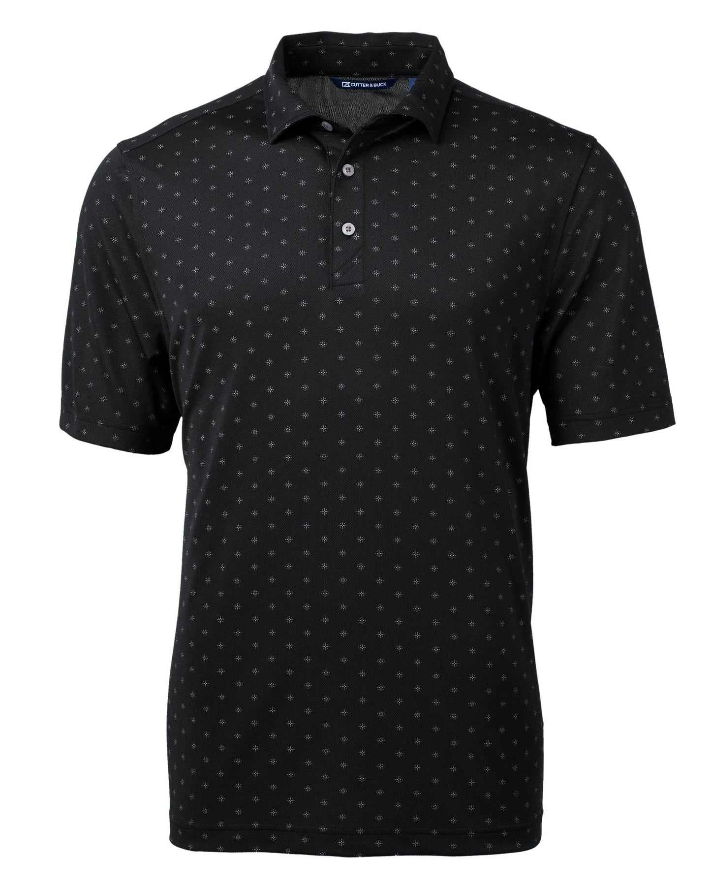 Cutter & Buck Virtue Eco Pique Tile Printed Polo Black - Hajjar's Big & Tall Mens Clothing