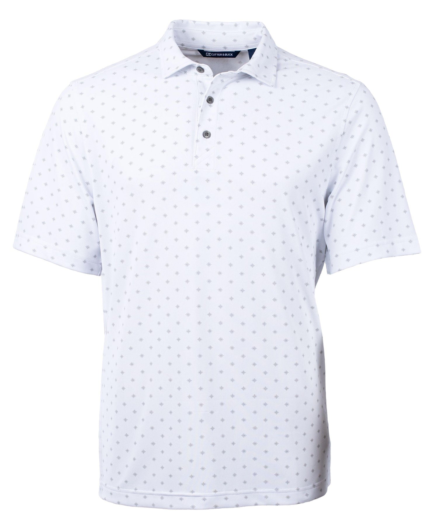 Cutter & Buck Virtue Eco Pique Tile Printed Polo White - Hajjar's Big & Tall Mens Clothing