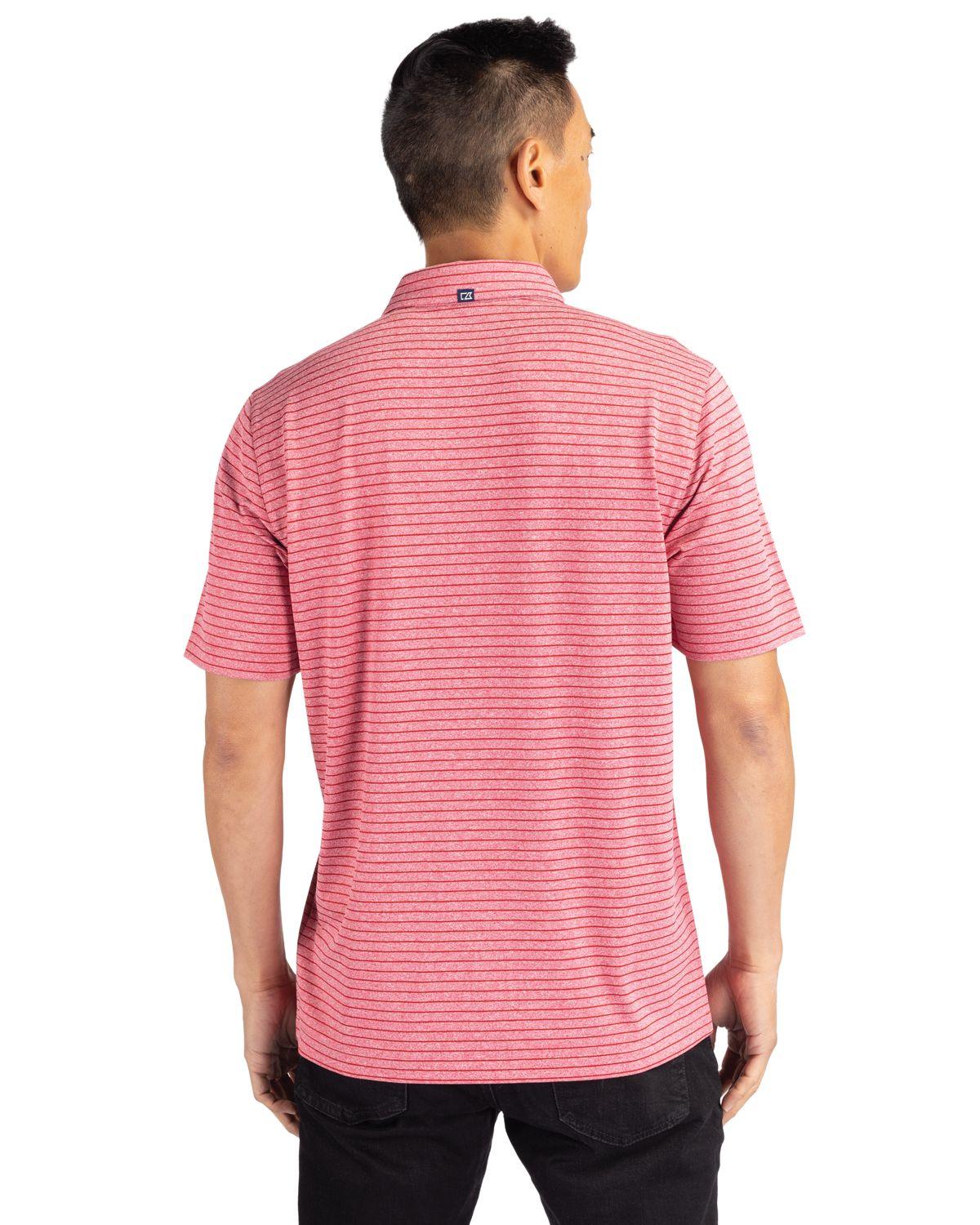 Cutter & Buck Forge Eco Heather Stripe Stretch Polo Red Heather - Hajjar's Big & Tall Mens Clothing