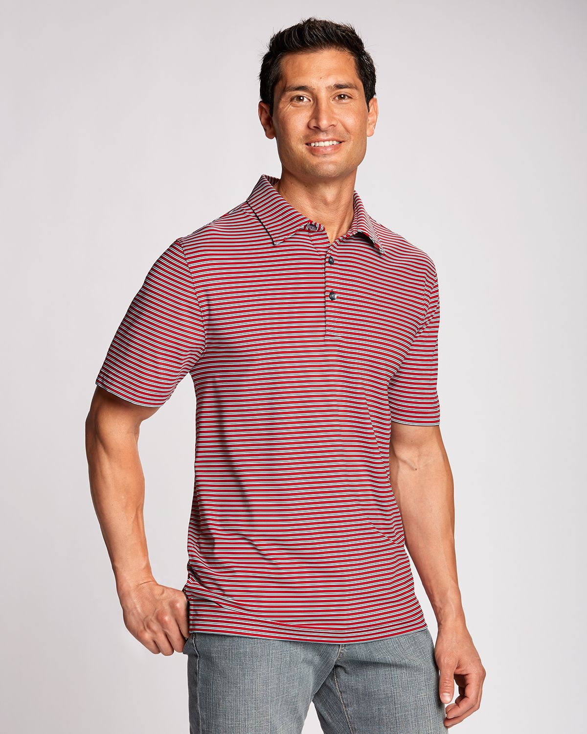 Cutter & Buck Division Stripe Polo Cardinal Red