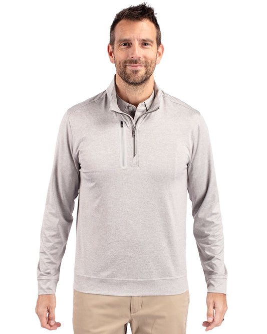 Cutter & Buck Stealth Heathered Quarter Zip Pullover Polished