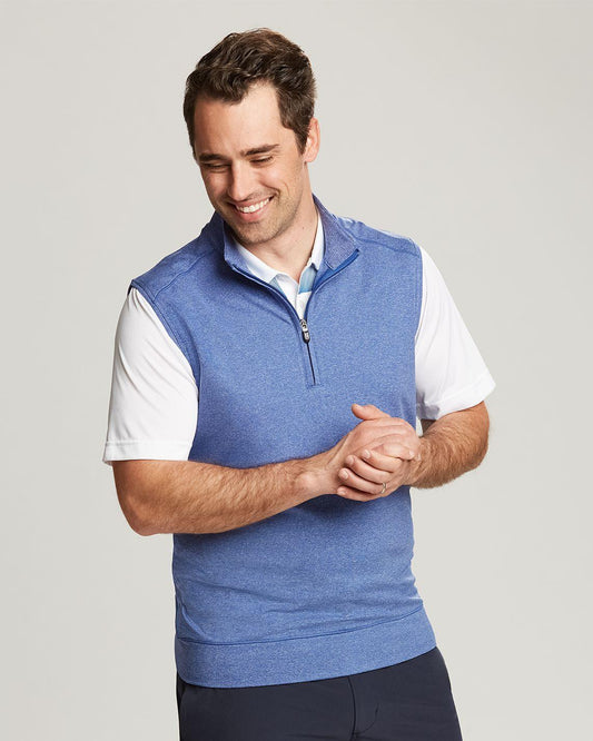 Cutter & Buck Shoreline Half Zip Vest Tour Blue Heather - Hajjar's Big & Tall Mens Clothing