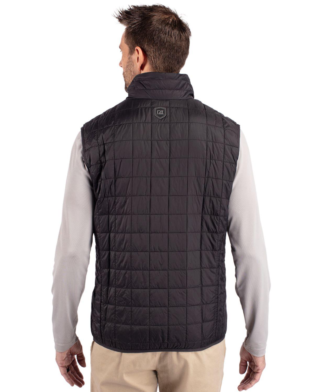 Cutter & Buck Rainier PrimaLoft Eco Insulated Full Zip Puffer Vest Black - Hajjar's Big & Tall Mens Clothing