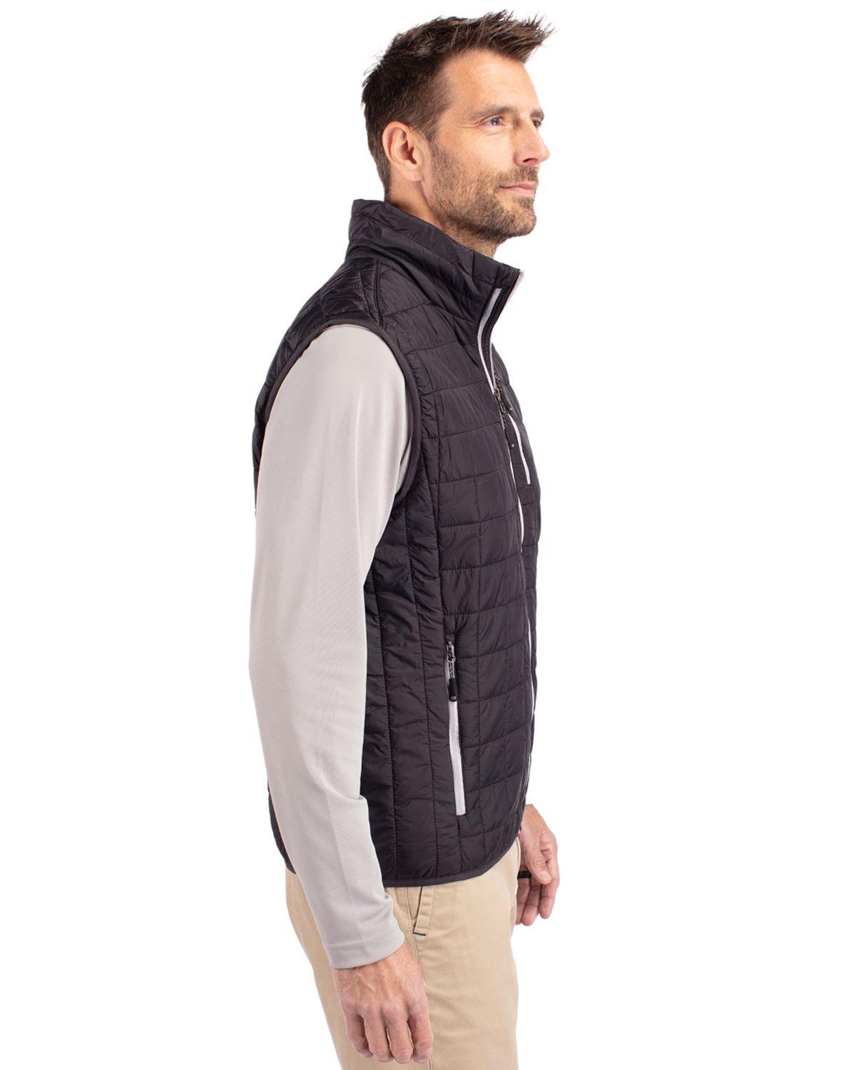 Cutter & Buck Rainier PrimaLoft Eco Insulated Full Zip Puffer Vest Black - Hajjar's Big & Tall Mens Clothing