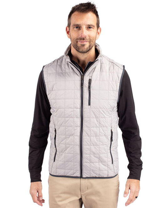 Cutter & Buck Rainier PrimaLoft Eco Insulated Full Zip Puffer Vest Polished - Hajjar's Big & Tall Mens Clothing