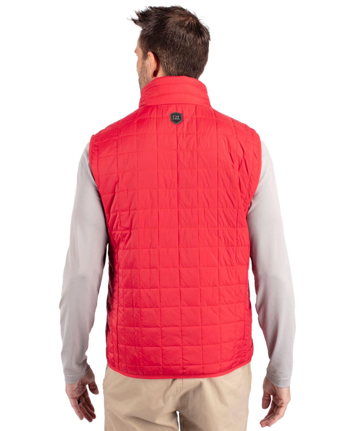 Cutter & Buck Rainier PrimaLoft Eco Insulated Full Zip Puffer Vest Red - Hajjar's Big & Tall Mens Clothing