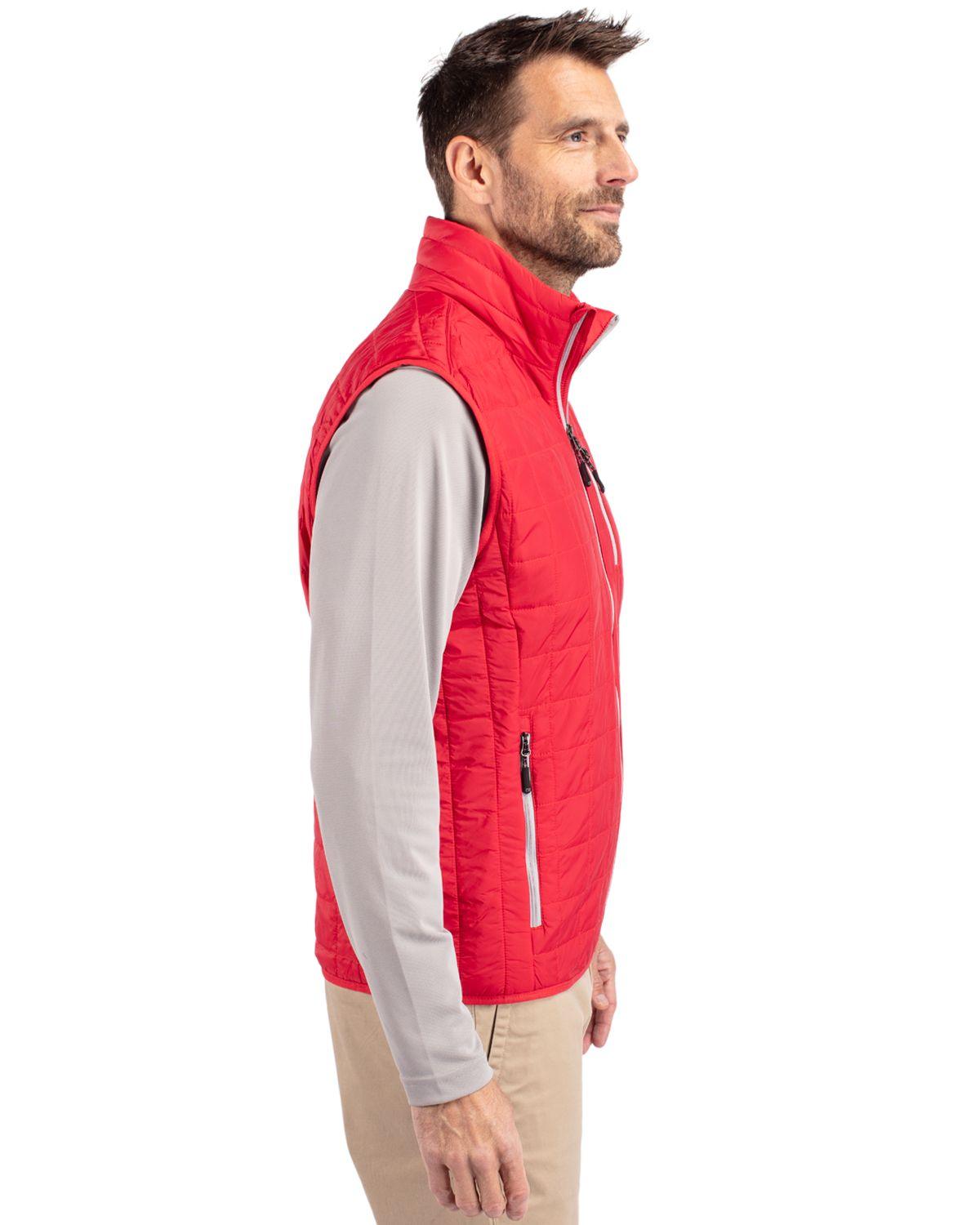 Cutter & Buck Rainier PrimaLoft Eco Insulated Full Zip Puffer Vest Red - Hajjar's Big & Tall Mens Clothing