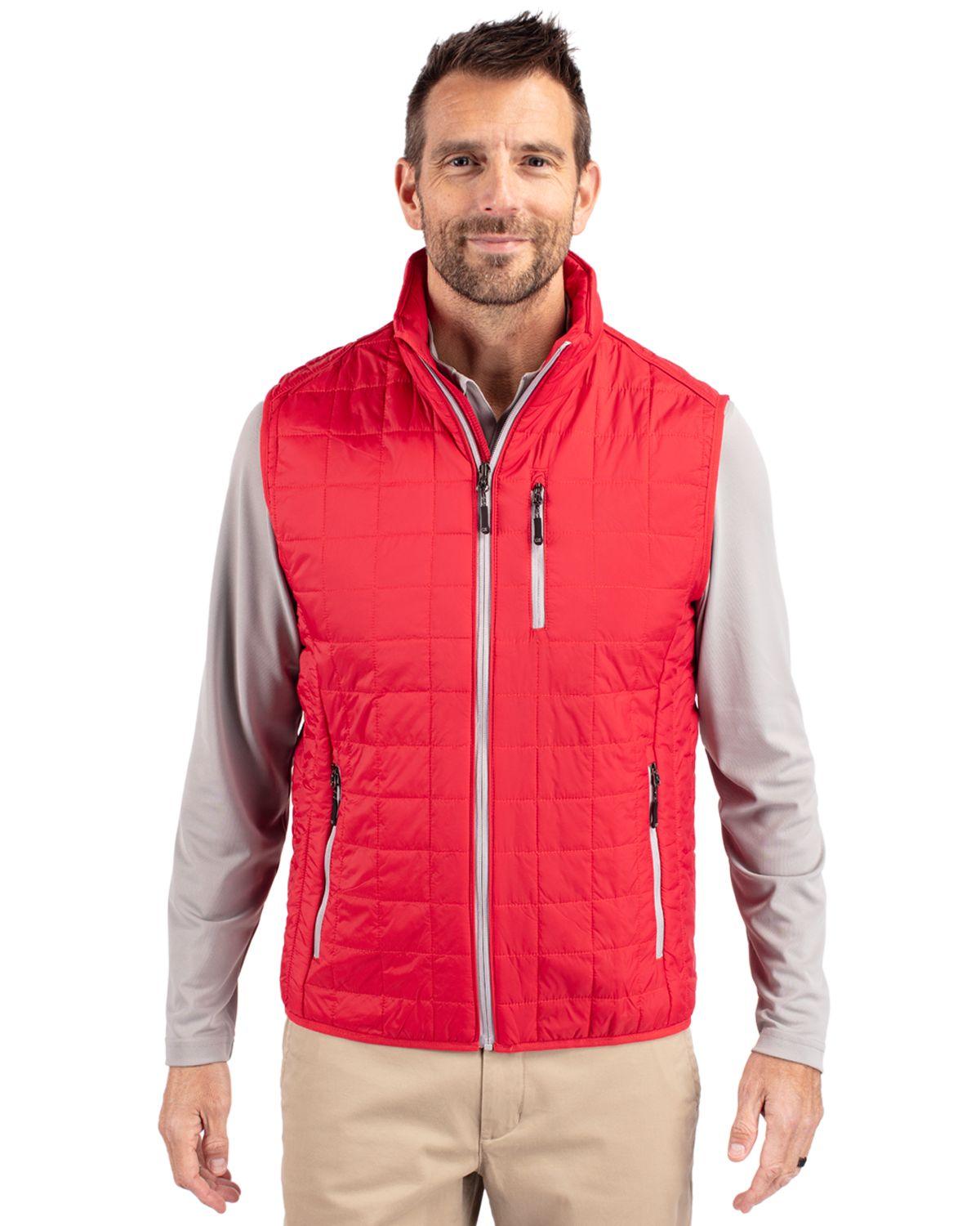 Cutter & Buck Rainier PrimaLoft Eco Insulated Full Zip Puffer Vest Red - Hajjar's Big & Tall Mens Clothing