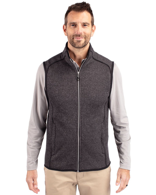 Cutter & Buck Mainsail Sweater-Knit Full Zip Vest Charcoal Heather
