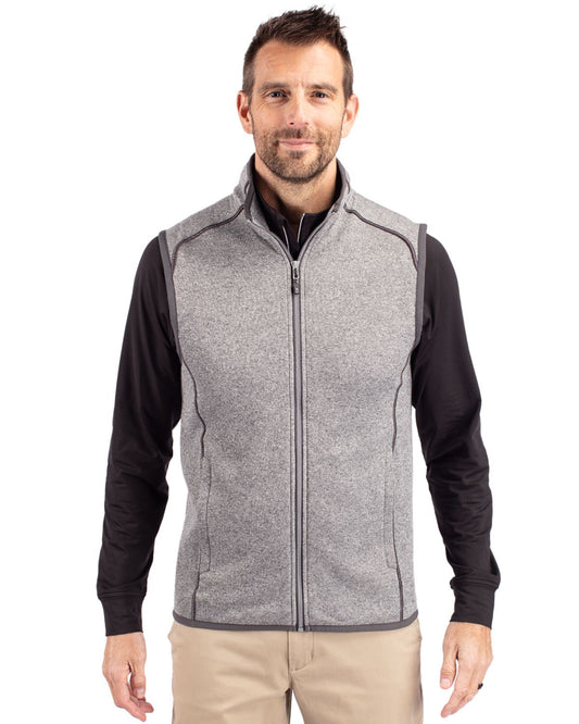 Cutter & Buck Mainsail Sweater-Knit Full Zip Vest Polished Heather