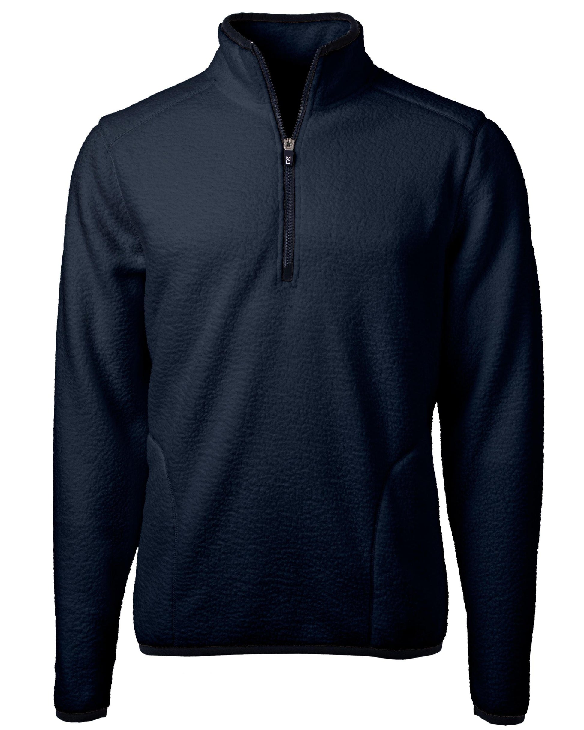 Cutter & Buck Cascade Eco Sherpa Fleece Quarter Zip Jacket Navy - Hajjar's Big & Tall Mens Clothing