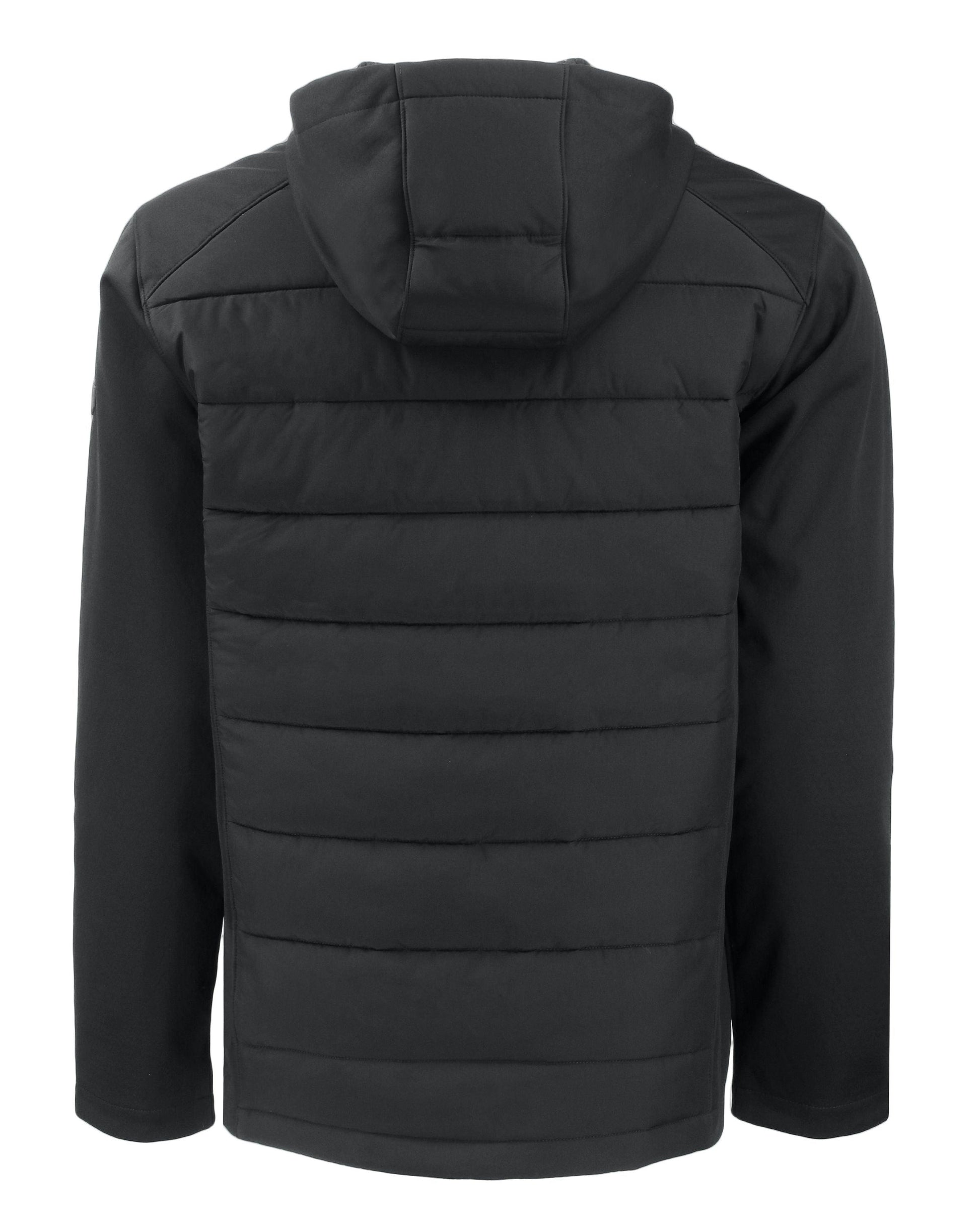 Cutter & Buck Evoke Hybrid Eco Softshell Recycled Full Zip Hooded Jacket Black - Hajjar's Big & Tall Mens Clothing