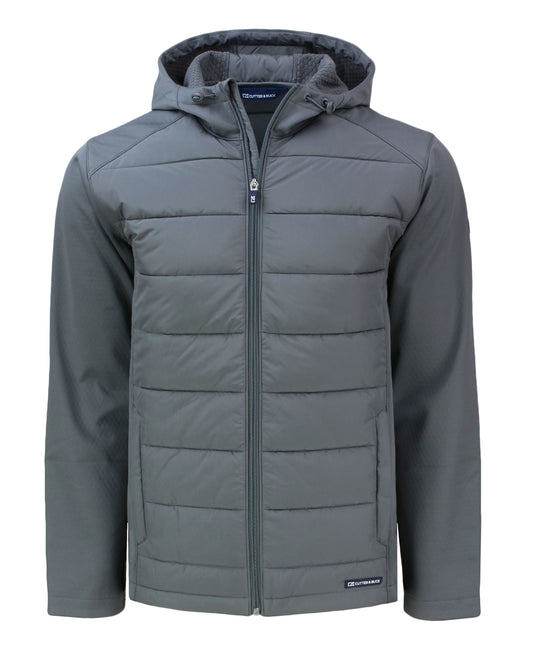 Cutter & Buck Evoke Hybrid Eco Softshell Recycled Full Zip Hooded Jacket Elemental Grey