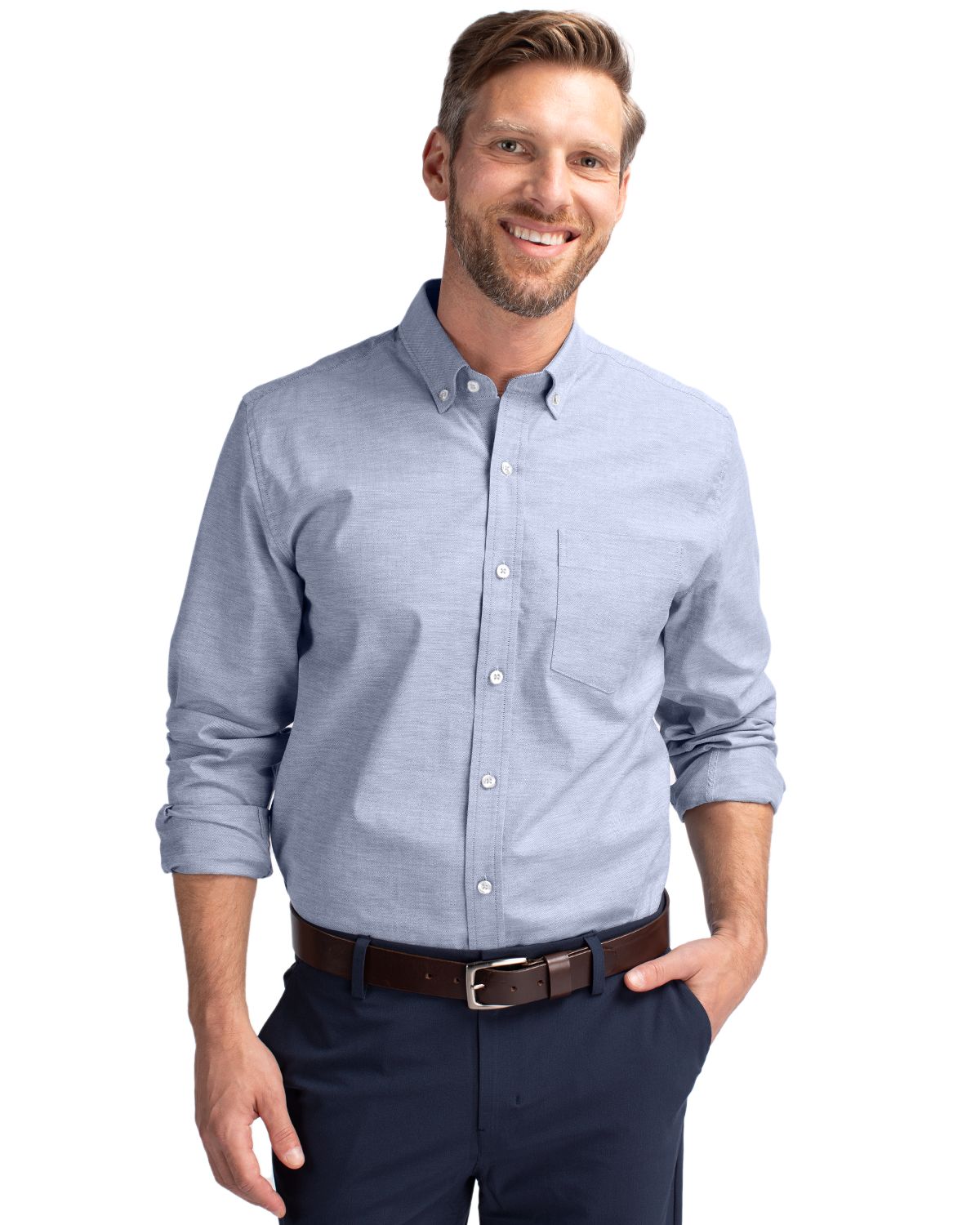 Cutter & Buck Stretch Oxford Dress Shirt Light Blue