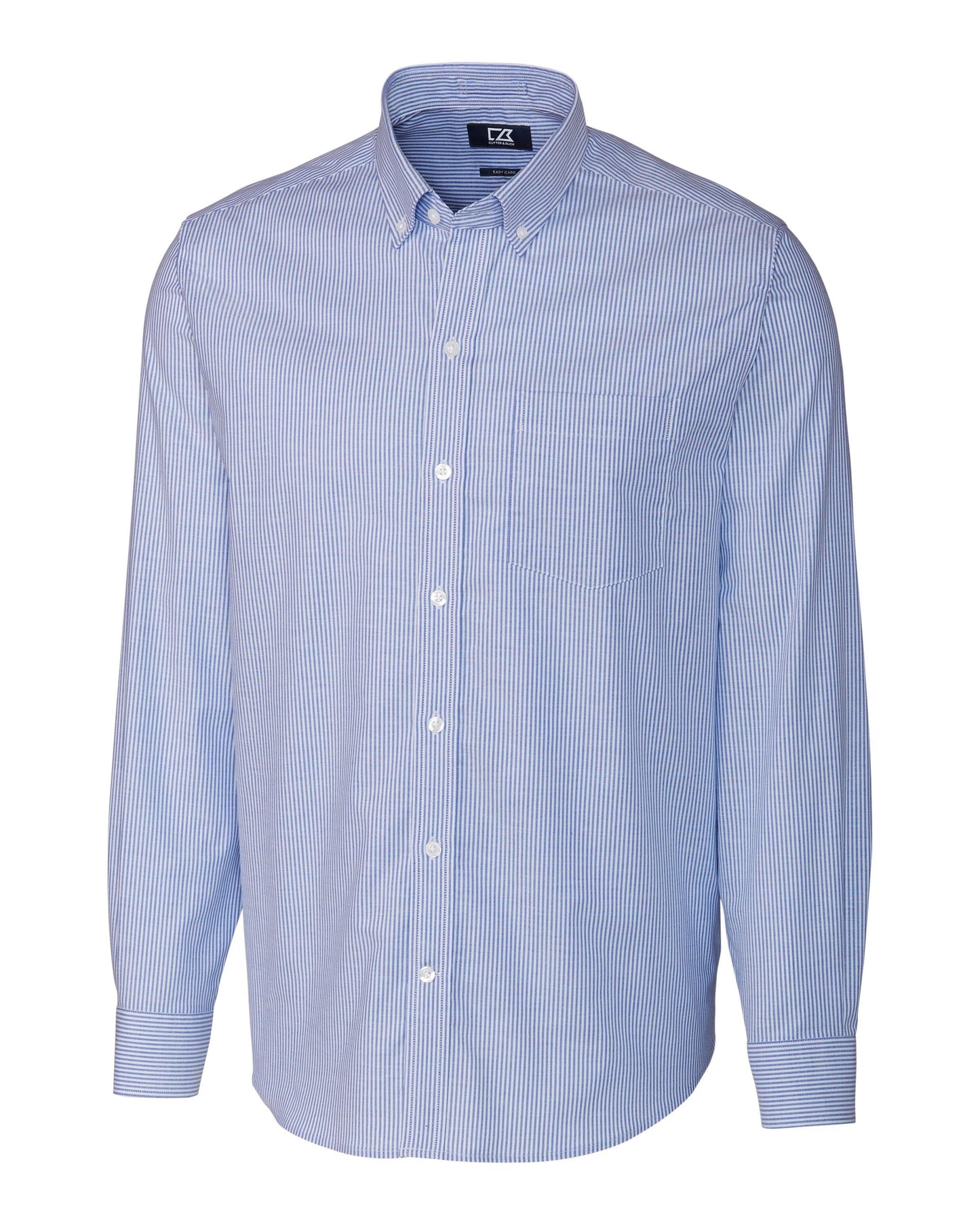 Cutter & Buck Kardex Easy Care Stretch Oxford Stripe Mens Big & Tall Long Sleeve Button Down Shirt in French Blue | LT Cutter & Buck Kardex Easy Care Stretch Oxford Stripe Mens Big & Tall Long Sleeve Button Down Shirt in French Blue | LT
