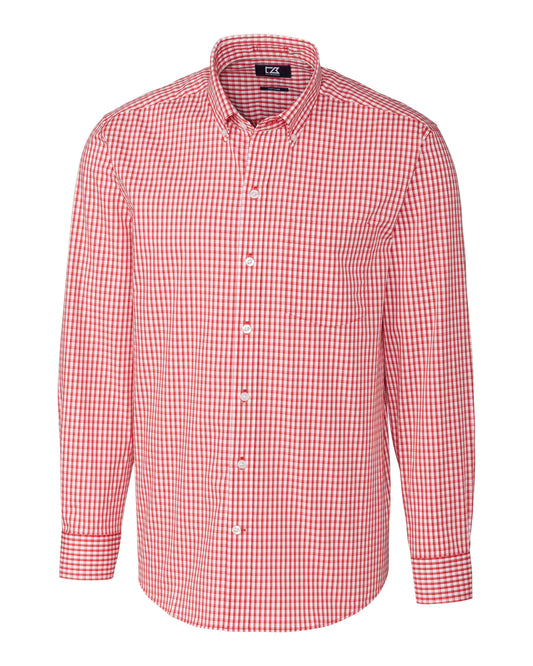 Cutter & Buck Easy Care Stretch Gingham Dress Shirt Red