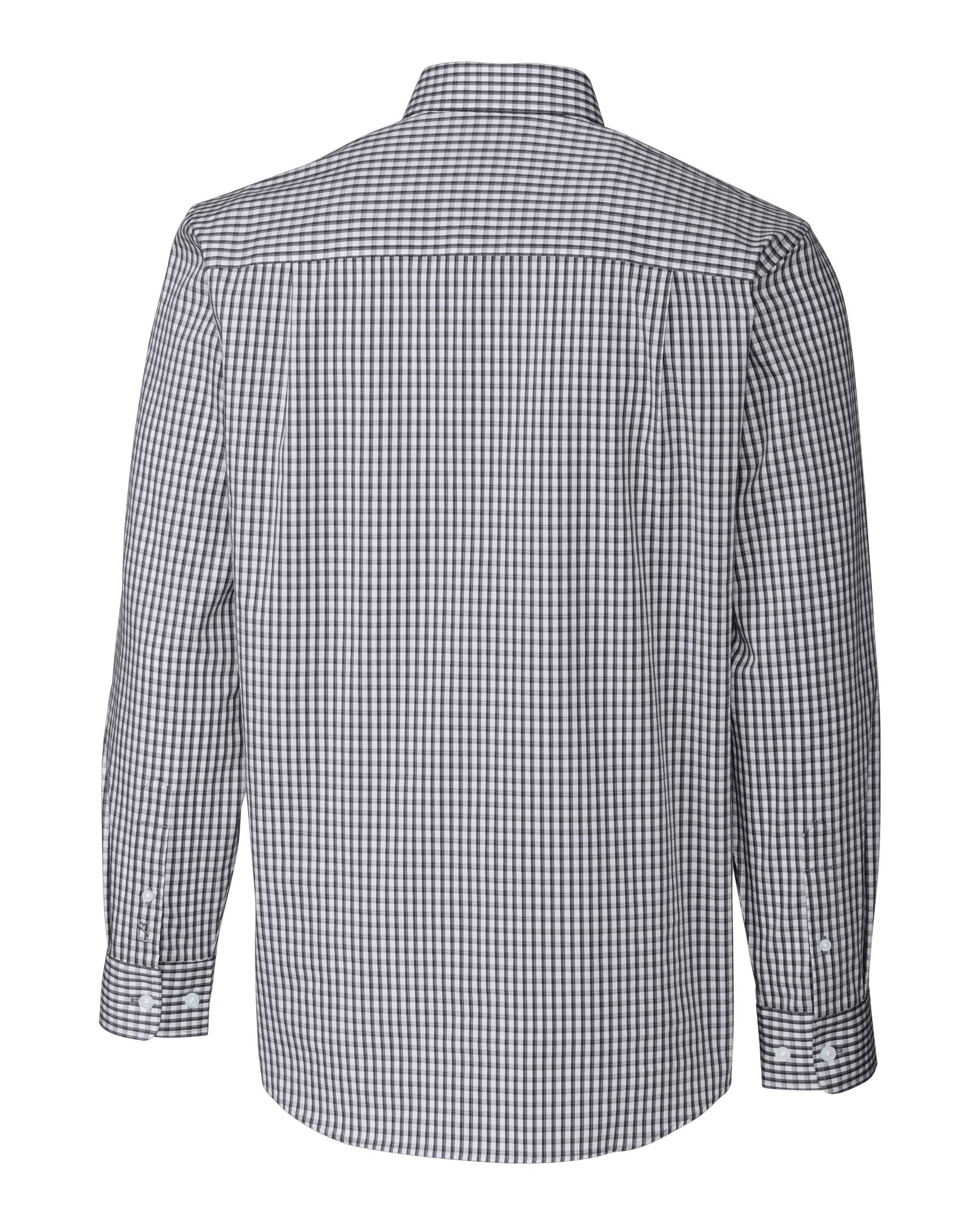 Cutter & Buck Easy Care Stretch Gingham Dress Shirt Charcoal - Hajjar's Big & Tall Mens Clothing