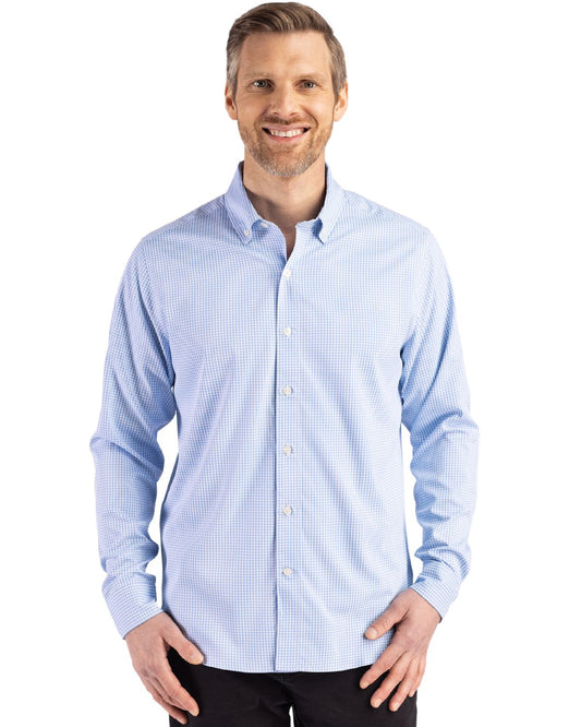 Cutter & Buck Skyline Gingham Dress Shirt Atlas/White