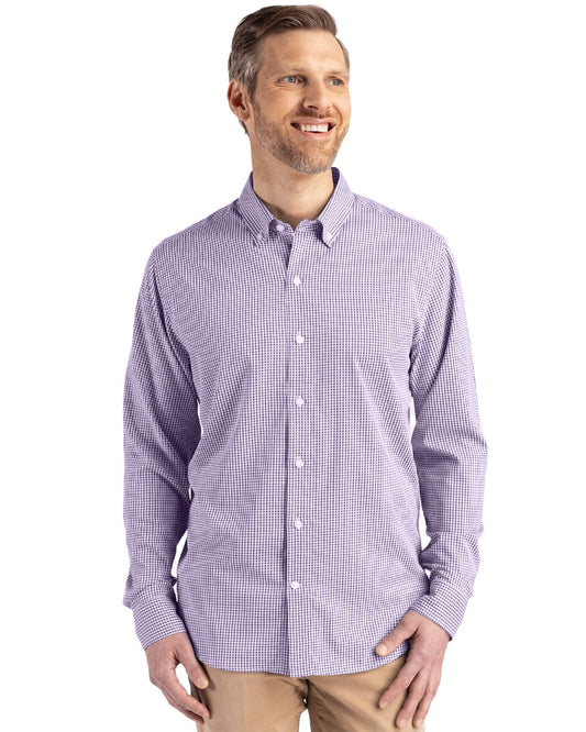 Cutter & Buck Skyline Gingham Dress Shirt College Purple/White