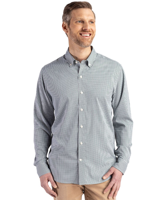 Cutter & Buck Skyline Gingham Dress Shirt Hunter/White
