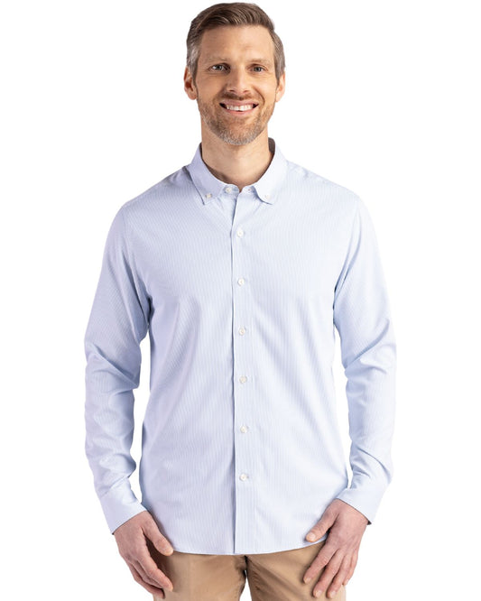 Cutter & Buck Skyline Pinstripe Dress Shirt Pale Blue/White