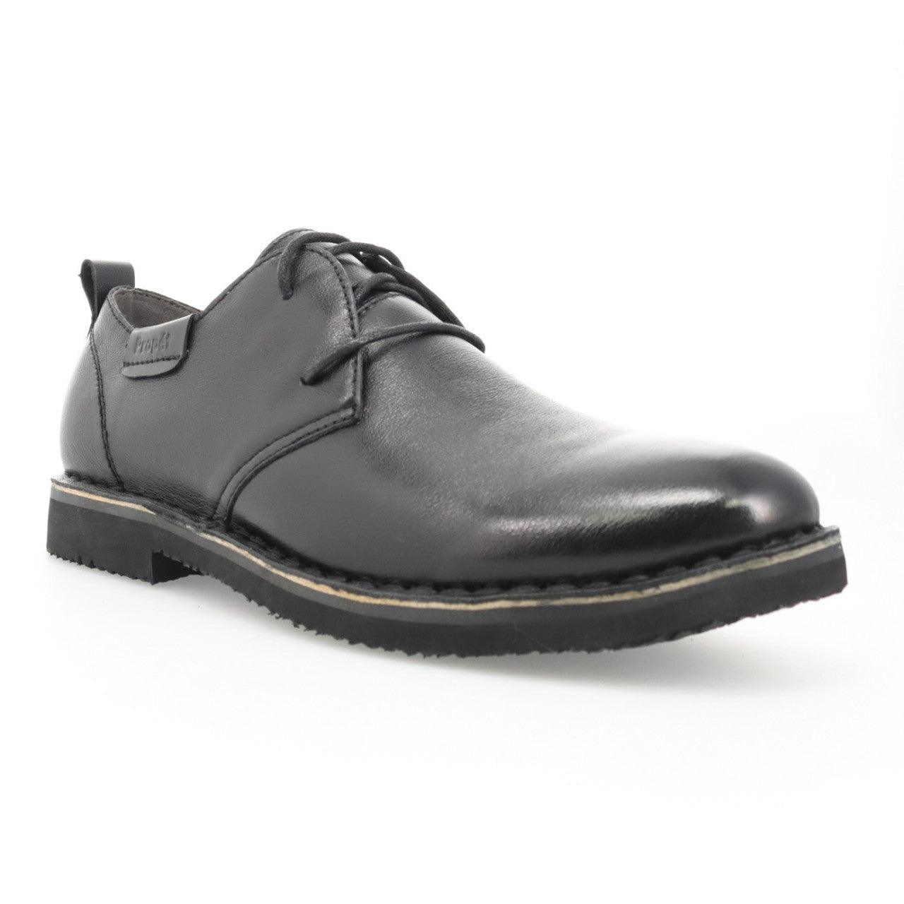 Propet Finn Leather Dress Shoe Black - Hajjar's Big & Tall Mens Clothing