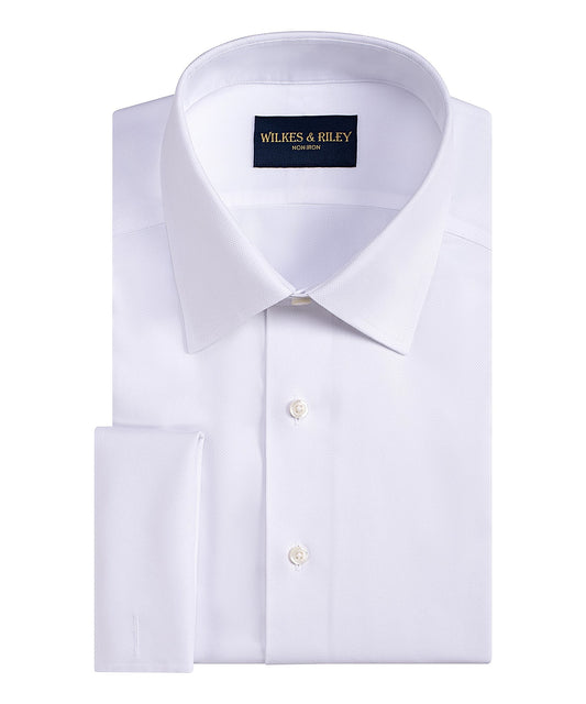 Wilkes and Riley White Spread Collar French Cuff Queens Oxford Formal Shirt