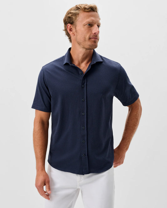Johnnie-O Surfsucker Knit Short Sleeve Button Down Shirt