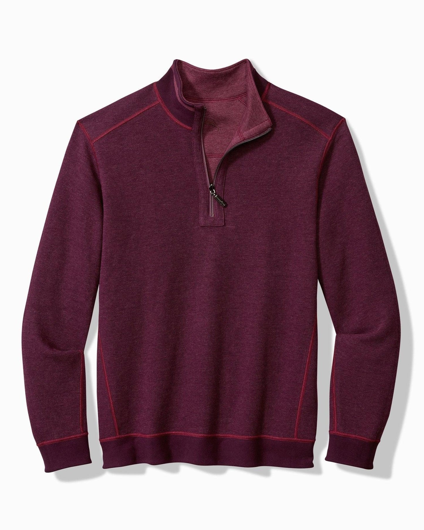 Tommy Bahama Flip Coast Reversible Half-Zip Sweatshirt Rum Berry - Hajjar's Big & Tall Mens Clothing