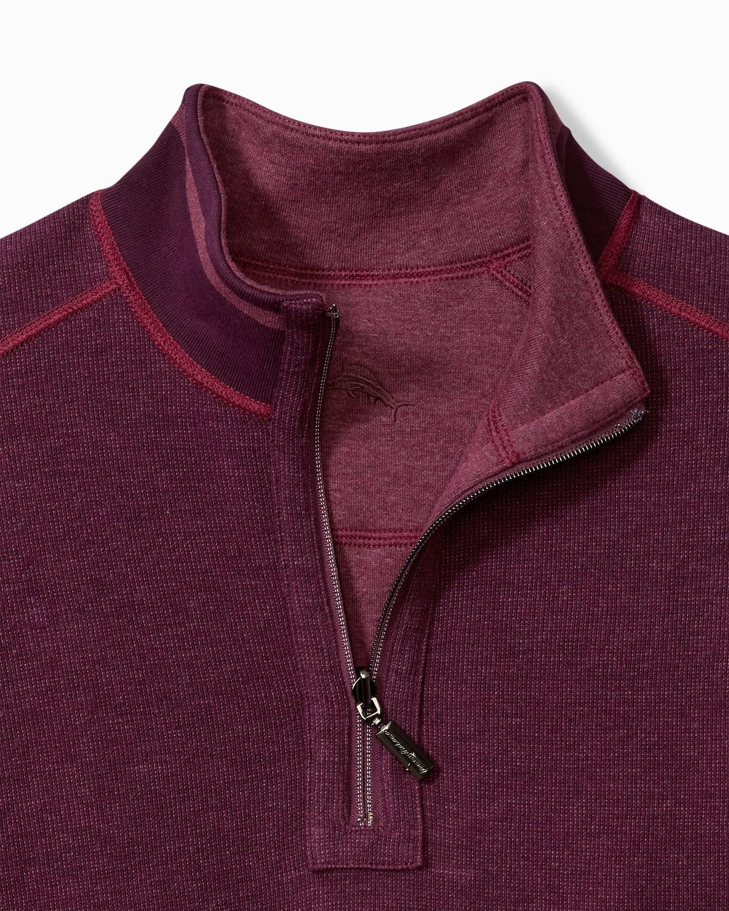 Tommy Bahama Flip Coast Reversible Half-Zip Sweatshirt Rum Berry - Hajjar's Big & Tall Mens Clothing