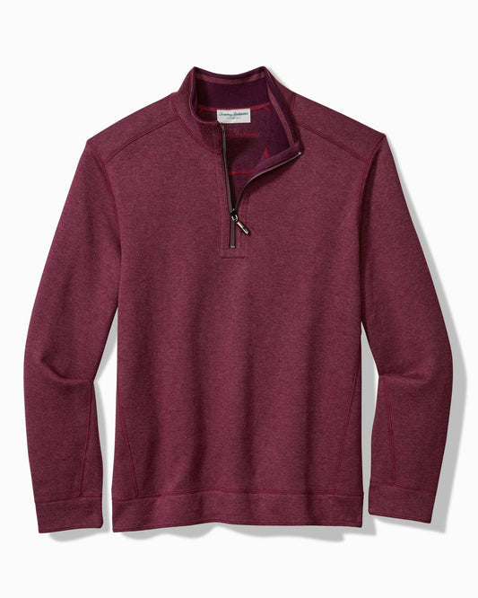 Tommy Bahama Flip Coast Reversible Half-Zip Sweatshirt Rum Berry - Hajjar's Big & Tall Mens Clothing