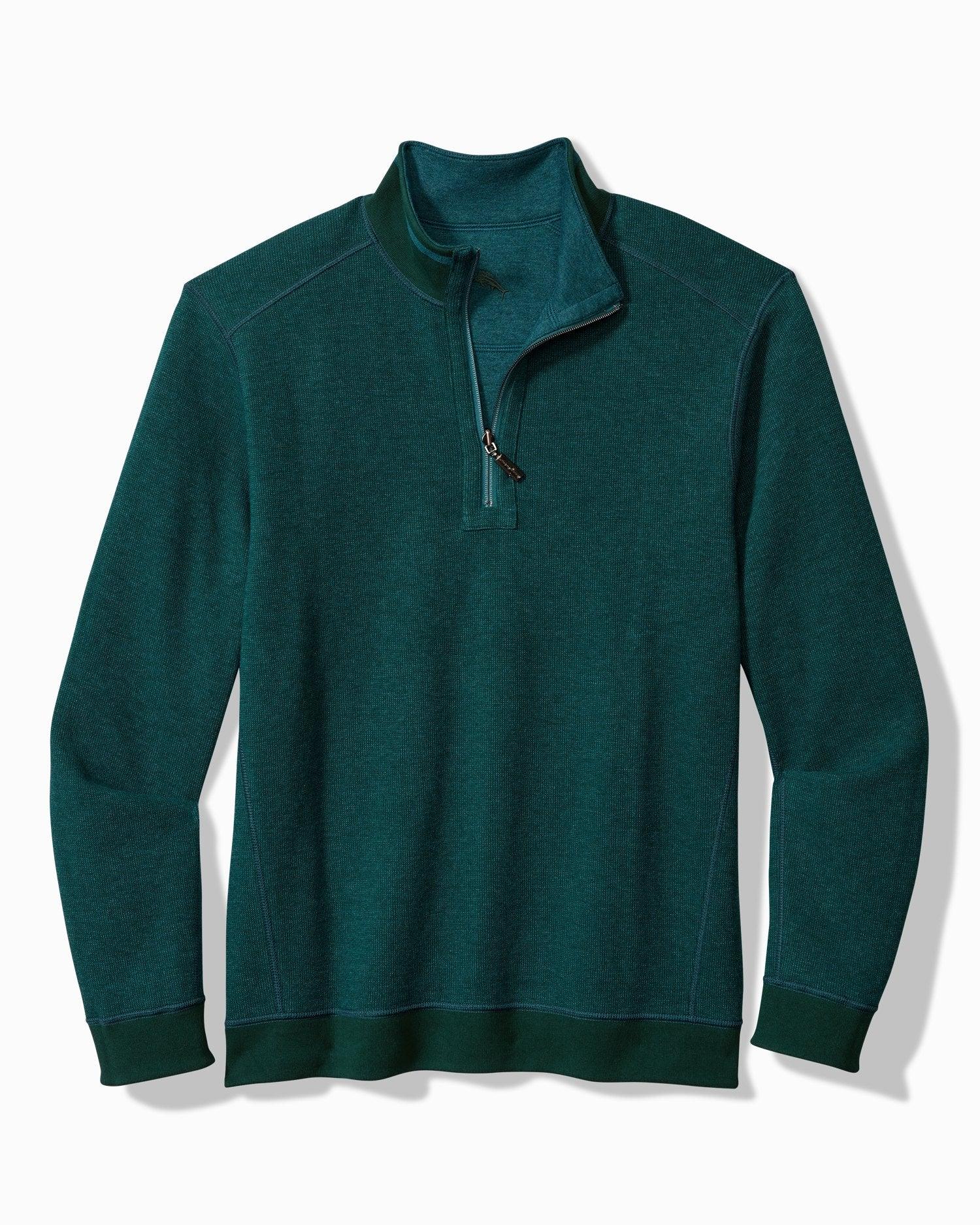 Tommy Bahama Flip Coast Reversible Half-Zip Sweatshirt Seagrove Heather - Hajjar's Big & Tall Mens Clothing