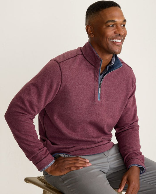 Tommy Bahama Flipview 1/4 Zip Dark Cobalt Heather