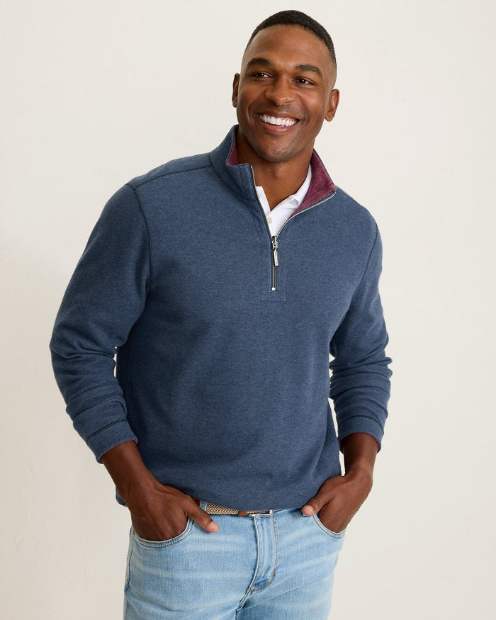 Tommy Bahama Flipview 1/4 Zip Dark Cobalt Heather