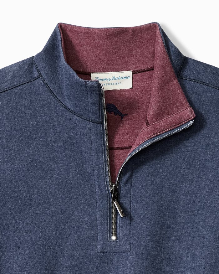 Tommy Bahama Flipview 1/4 Zip Dark Cobalt Heather