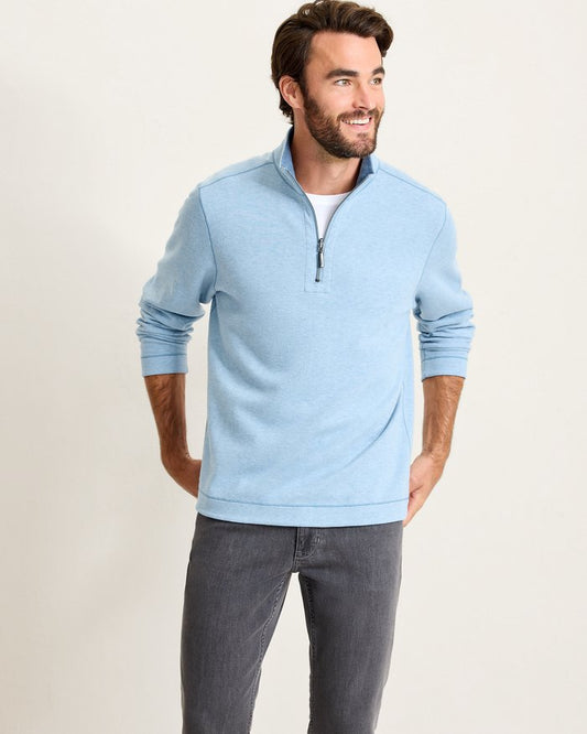 Tommy Bahama Flipview 1/4 Zip Blue Muscari Heather