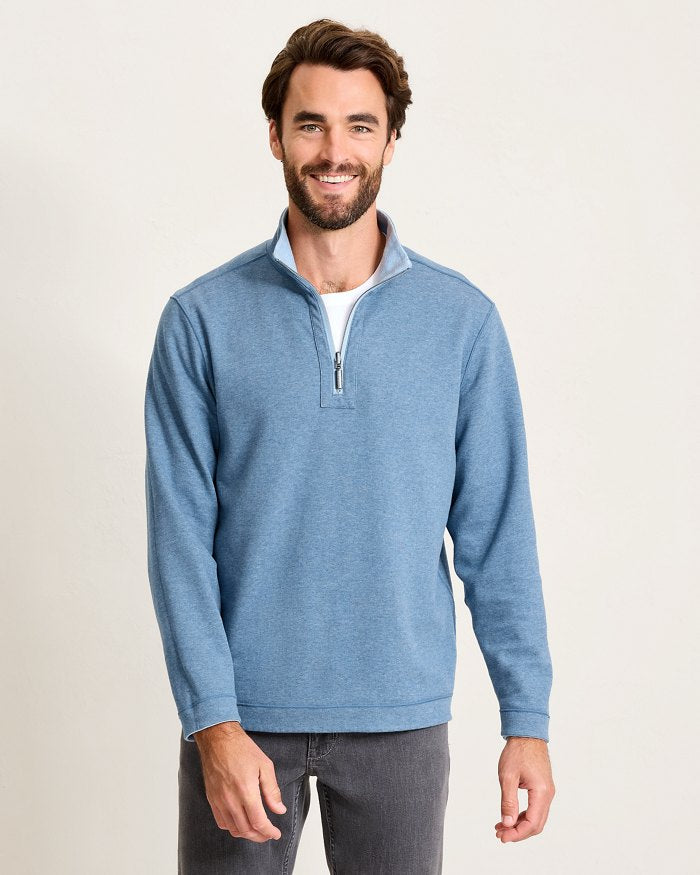 Tommy Bahama Flipview 1/4 Zip Blue Muscari Heather