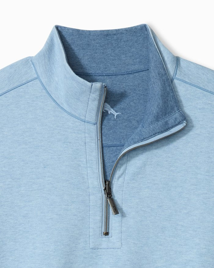 Tommy Bahama Flipview 1/4 Zip Blue Muscari Heather