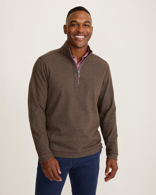 Tommy Bahama Flipview 1/4 Zip Pinot Noir Heather