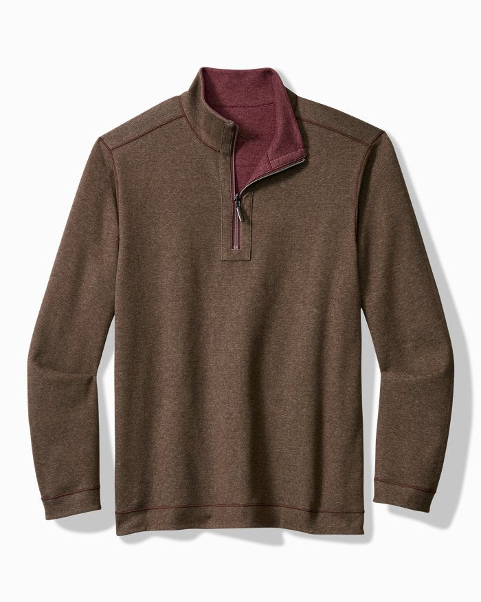 Tommy Bahama Flipview 1/4 Zip Pinot Noir Heather